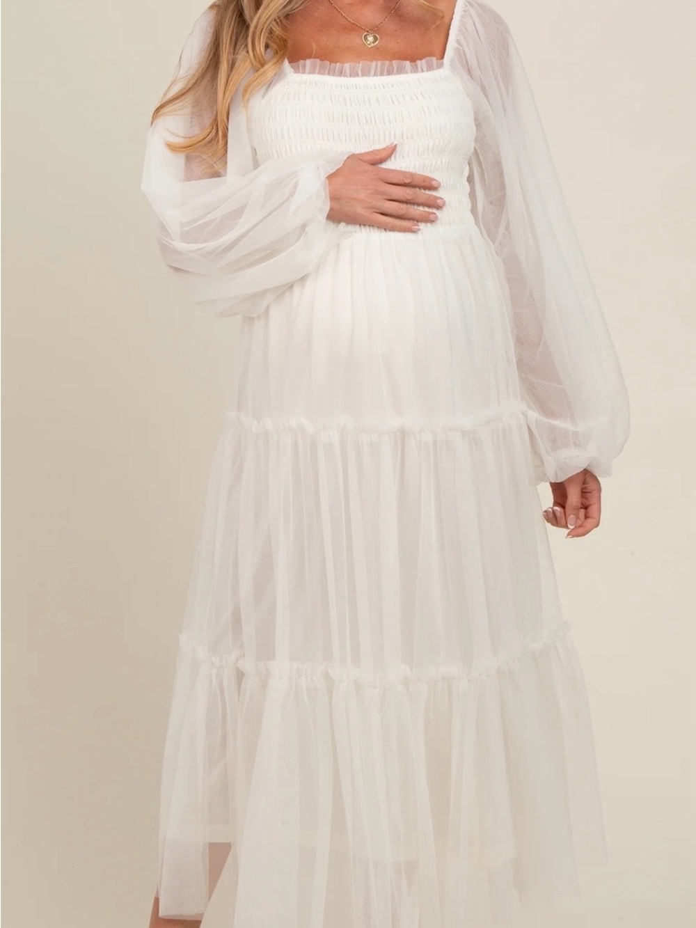 Listicle White Sheer Maxi Dress with Smocked Bodice